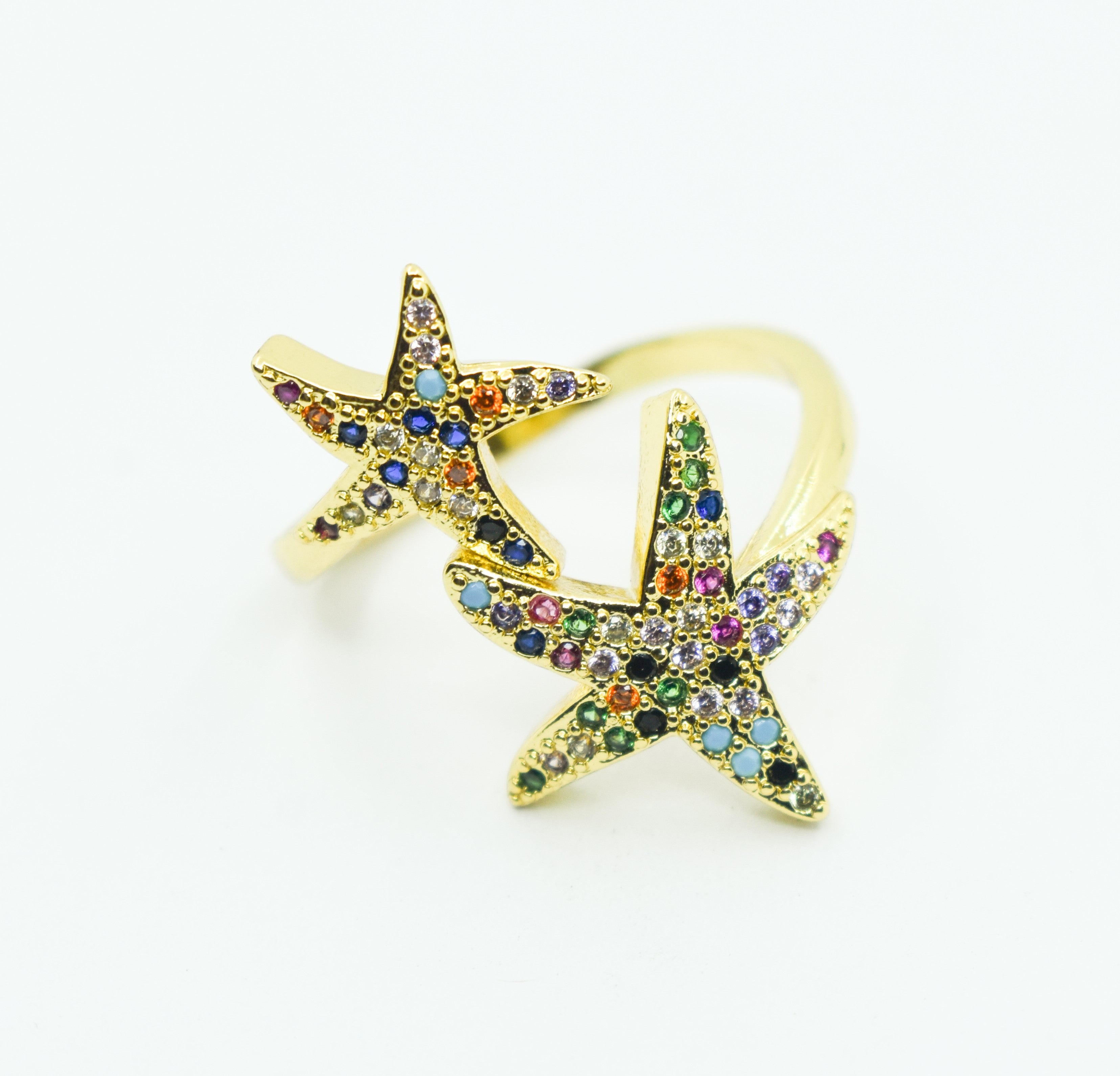 Anillo Golden Estrellas con Gemas R3592